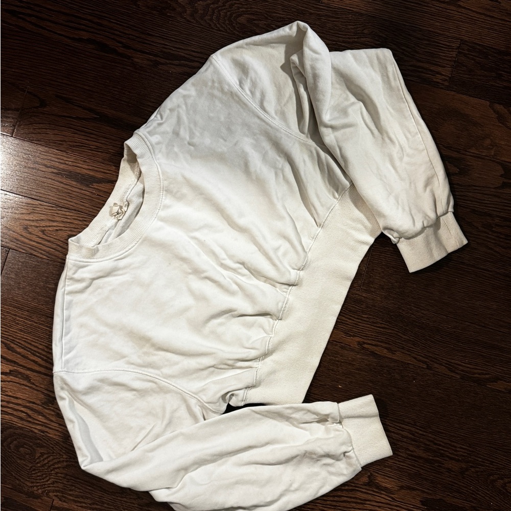 Boxy cropped white terry cloth sweatshirt